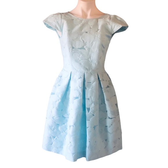 Ted Baker London Dresses & Skirts - Ted Baker Baby Blue Laureto Fit & Flare Lace Dress Pleated Skirt Net Cut Outs